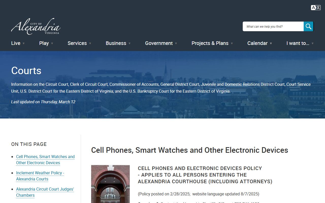 Alexandria Circuit Court page for Alexandria Booking Reports