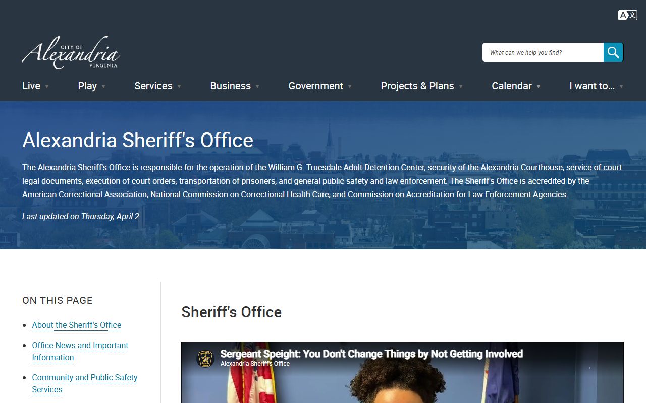 Alexandria Sheriffs Office page for Alexandria Booking Reports