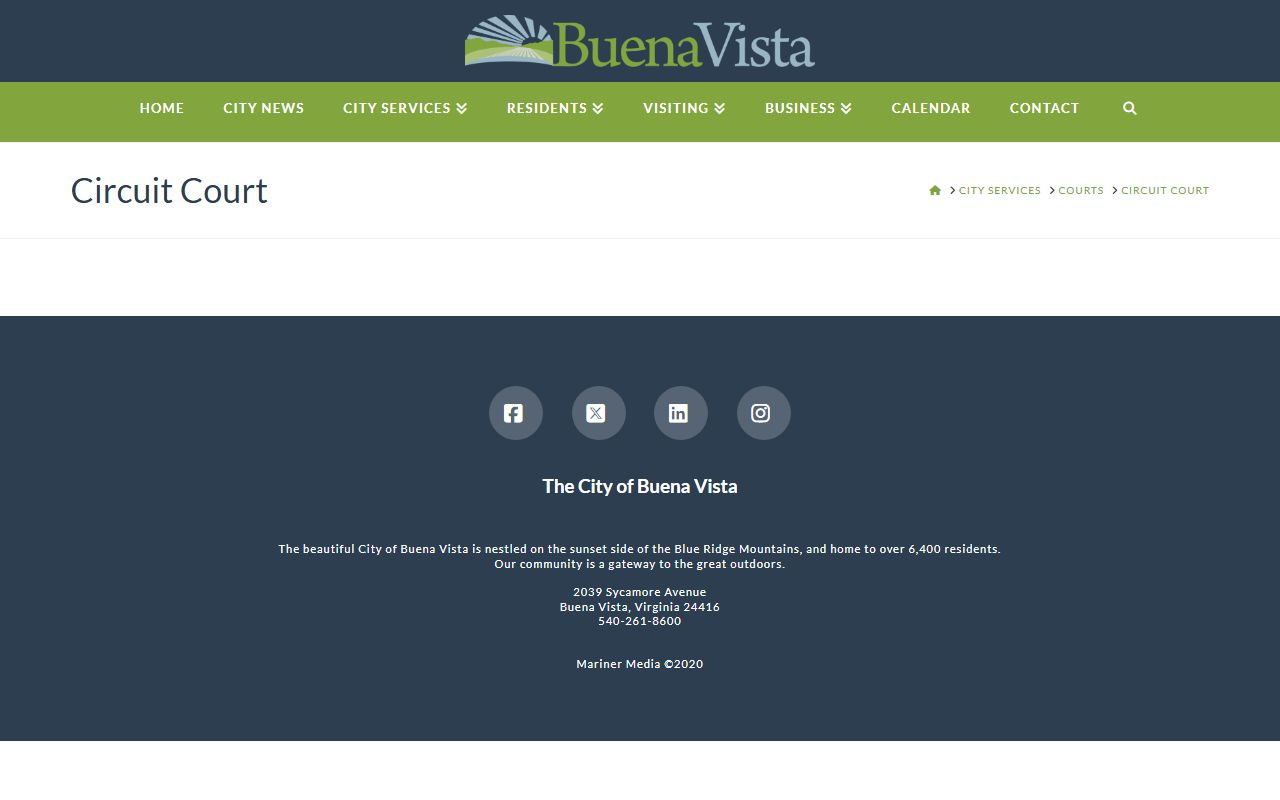 Buena Vista Circuit Court page for Buena Vista Booking Reports
