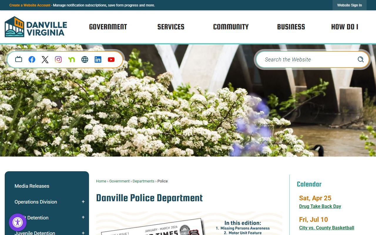 Danville Police Department page for Danville Booking Reports