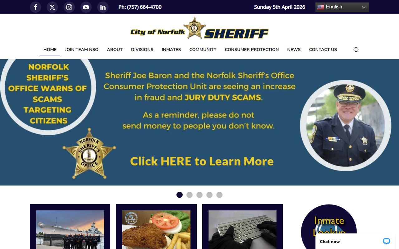 Norfolk Booking Reports source page for Norfolk Sheriff's Office
