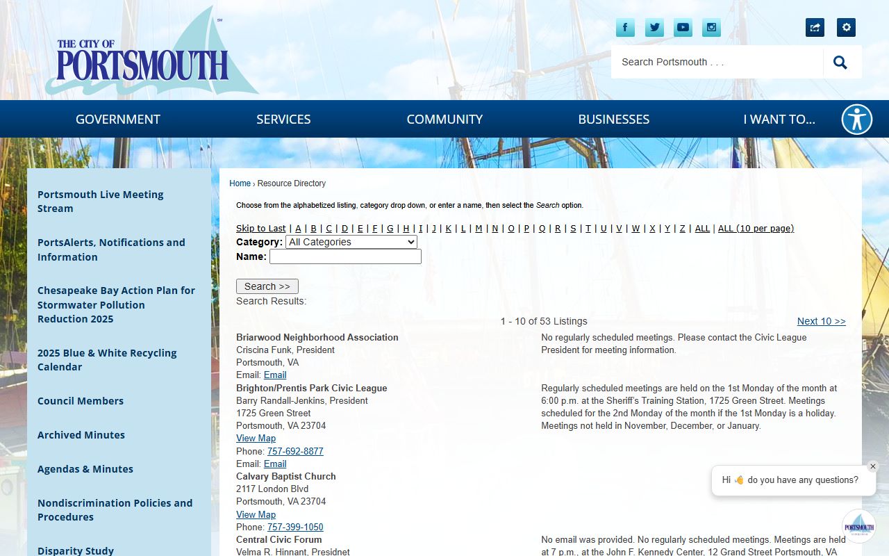 Portsmouth Circuit Court page for Portsmouth Booking Reports