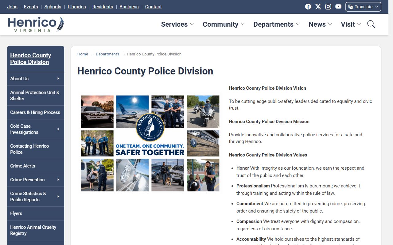 Henrico County Booking Reports source page for Henrico County Police Division