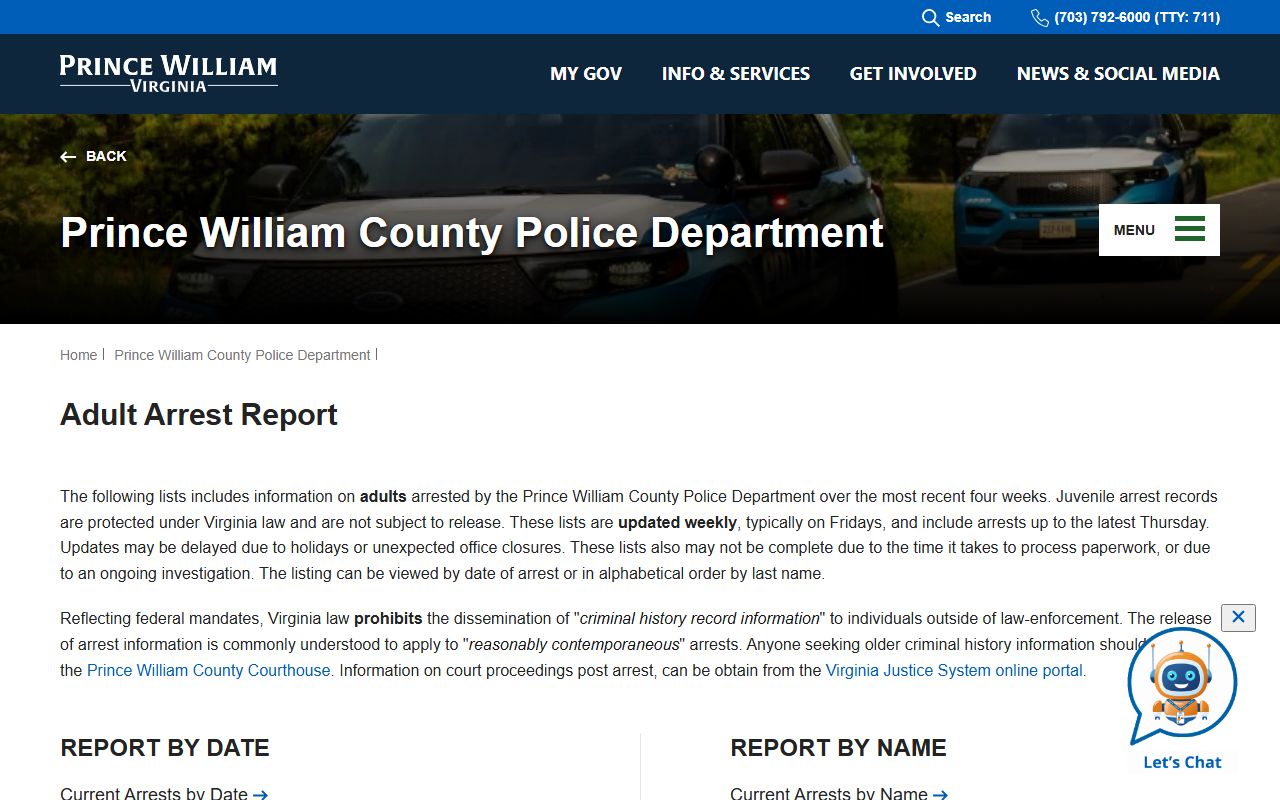 Prince William County Booking Reports Adult Arrest Report