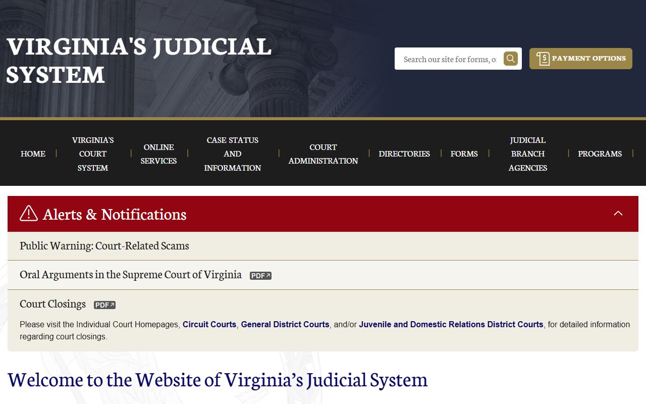 Virginia court system structure for Virginia booking reports